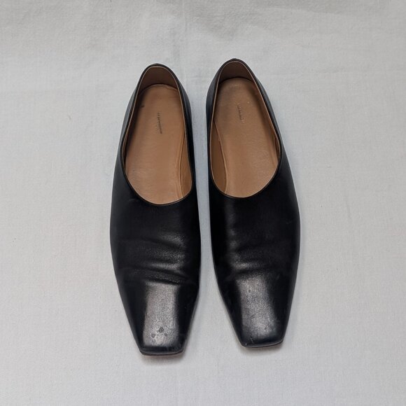 The Row Women's Black Leather Square Toe Flats Shoes Size 38 US 8 - Picture 7 of 9